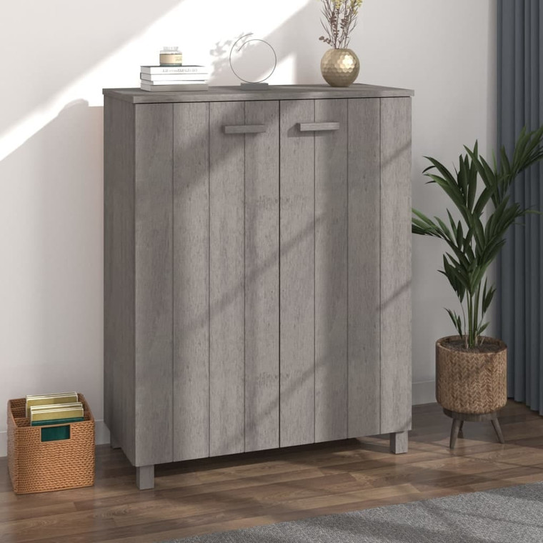  Shoe Cabinet HAMAR Light Gray 33.5"x15.7"x42.5" Solid Wood Pine A949-340519