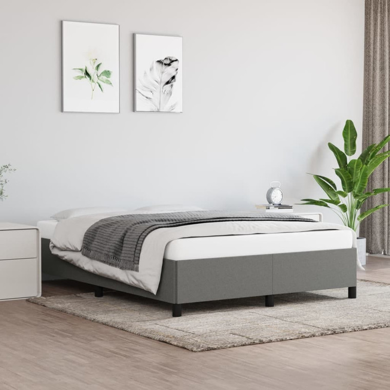  Bed Frame without Mattress Dark Gray 59.8"x79.9" Queen Fabric A949-347108
