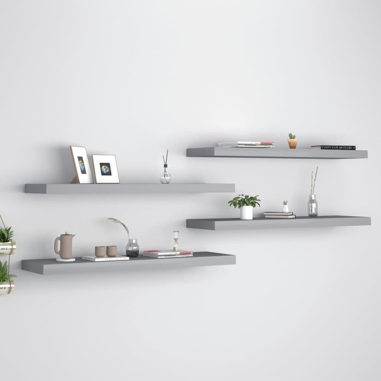  Floating Wall Shelves 4 pcs Gray 35.4"x9.3"x1.5" MDF A949-323861