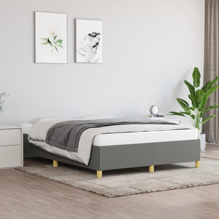  Bed Frame without Mattress Dark Gray 53.9"x74.8" Full Fabric A949-347204