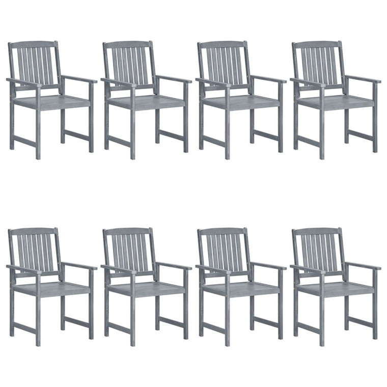 Patio Chairs 8 pcs Solid Acacia Wood Gray A949-3078206
