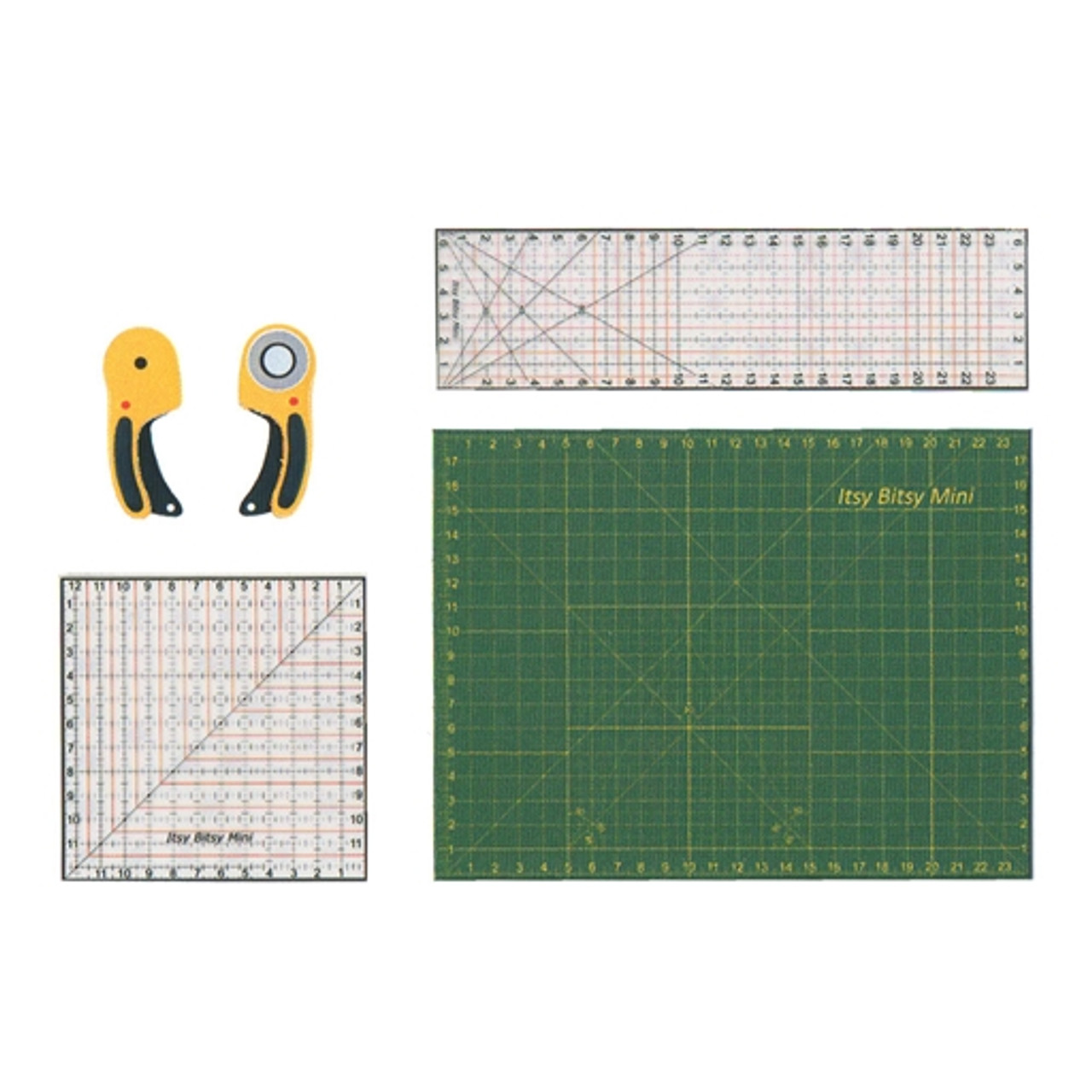 Miniature Rotary Cutter, Mat, and Ruler Set