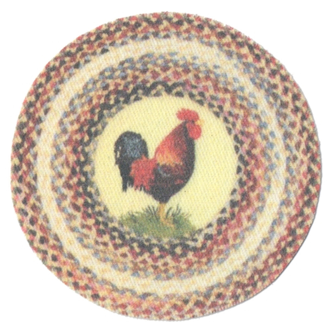 Round Rooster Rubber Backed Rug - 1/12th Scale