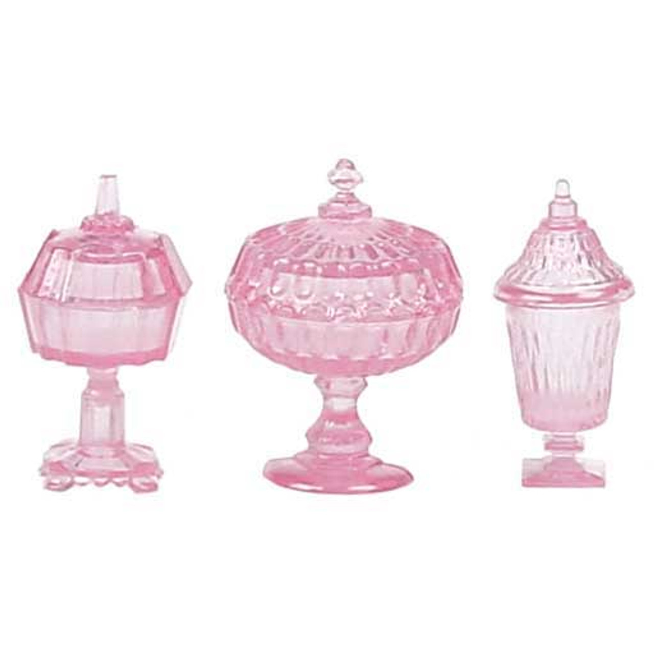 Set of Three Pink Candy Dishes