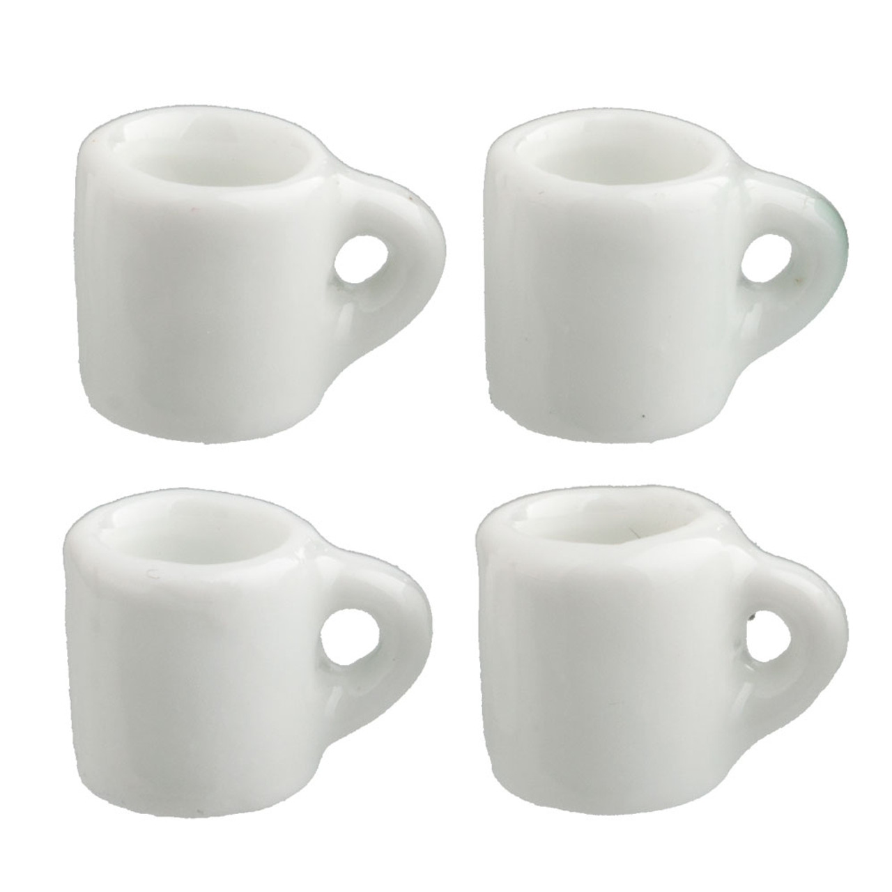 4 Large White Mugs