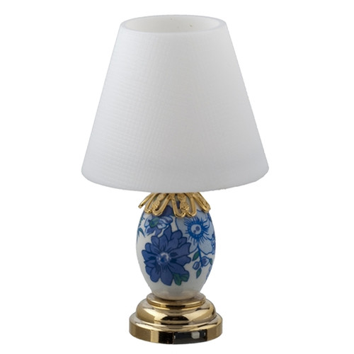 Blue and White Floral Table Lamp by Houseworks