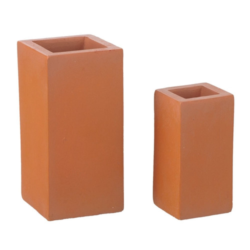 Pair of Block Terra-Cotta Planters