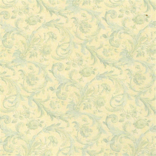 Swirly Blue Damask Wallpaper