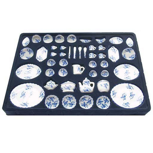 50-Pc. Blue and White Floral Table Setting