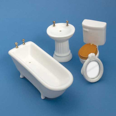 Dollhouse Chrysnbon Bathroom KIT Victorian Style Plastic 1:12 Scale  Miniature Bathtub Toilet Sink