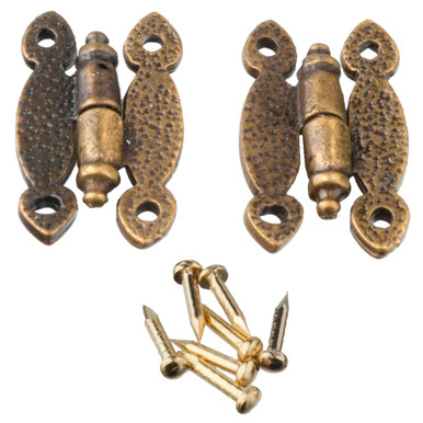 2X Mini Solid Brass Butt Hinges - 38mm Small Door/Chest/Dolls House Hinges