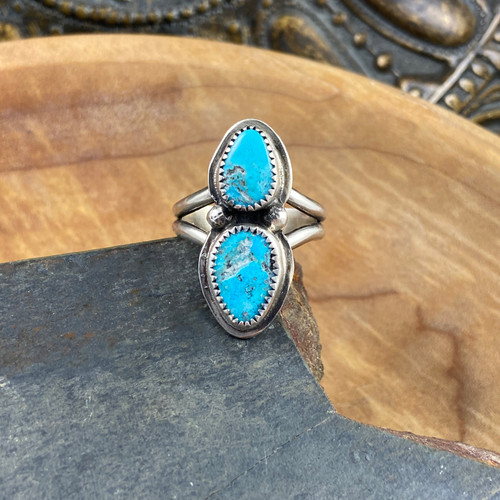 Double turquoise ring - size 11