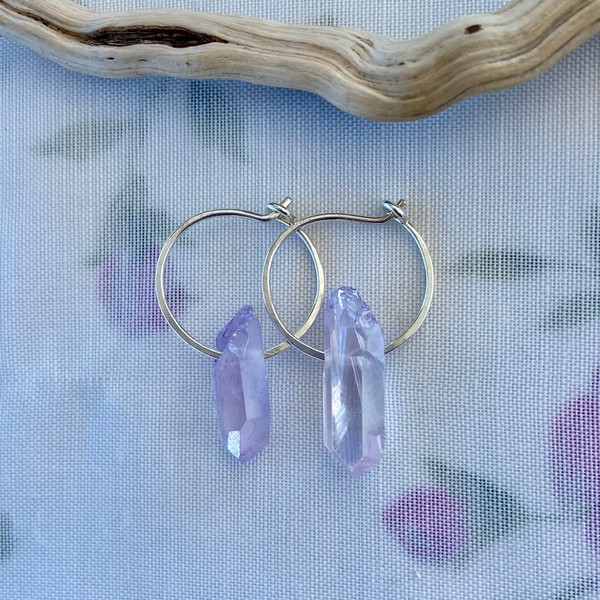 Small purple quartz hoops