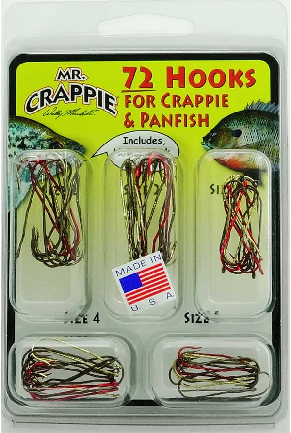 crappie fish hooks Panfish Fishing Aberdeen Hook Set,150pcs Fishing Hooks Long Shank Offset Crappie Hooks Light Wire Hook Carbon Steel Bluegill Hooks Freshwater Bass Catfish Trout Mix Color Small Size The hooks come in attractive gold and bronze code K&E Tackle Hook Assortment -