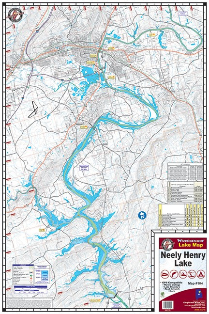 Kingfisher Waterproof Maps - Neely Henry Lake