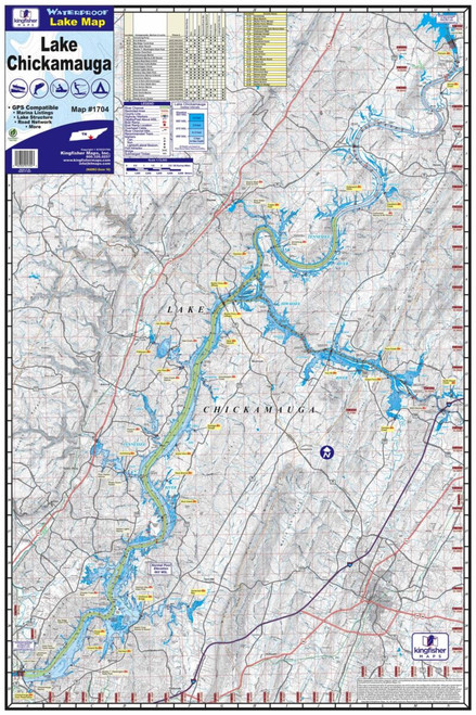Kingfisher Waterproof Maps - Lake Chickamauga