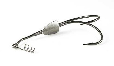 dual fish hooks back to back Daiichi 7131 Double Salmon Hook #8 / 6 Pack / Black paired with MUSTADs 7691S stainless hook Double Hook Rig Offshore Fishing