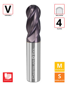 0.5"Ø x 1" LOC x 3" OAL- Ballnose - TiAlN Coated - Perfect Pitch 4 4F Carbide Variable End Mill