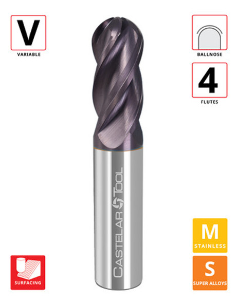 0.375"Ø x 1" LOC x 3" OAL- Ballnose - TiAlN Coated - Perfect Pitch 4 4F Carbide Variable End Mill - **DISCONTINUED**