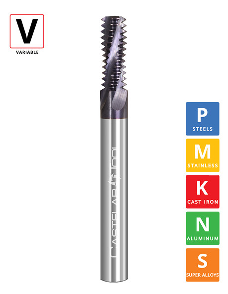 1/4-20 UNC RH Spiral Carbide Thread Mill - 0.18"Øx 0.5" LOC x 2 1/2" OAL x 3/16 Shank - 3 Flutes - TiAlN