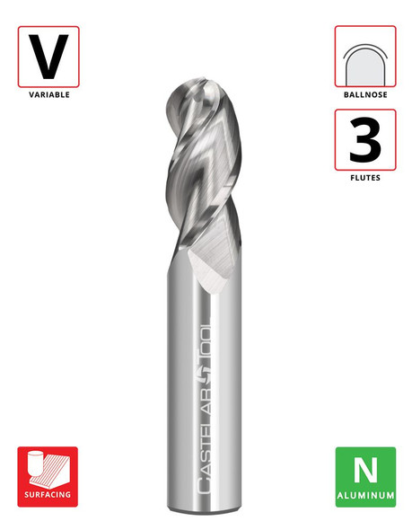 0.25"Ø x 0.75" LOC x 2.5" OAL- Ballnose - Uncoated - A340 3F Carbide Variable End Mill