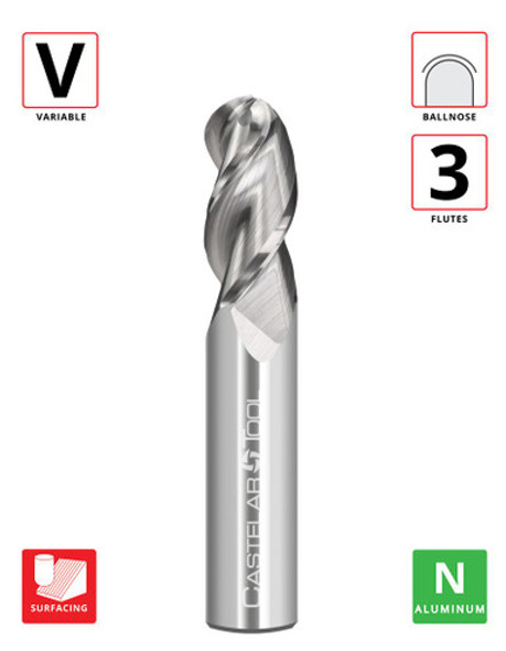 0.75"Ø x 1.5" LOC x 4" OAL- Ballnose - Uncoated - A340 3F Carbide Variable End Mill