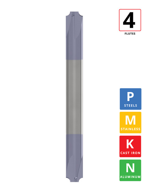 0.187" Radius Double Ended Carbide Corner Rounding End Mill - 0.25" Tip Ø  x 0.625" Shank x 3.5" OAL - 4 Flutes - ALROC-H
