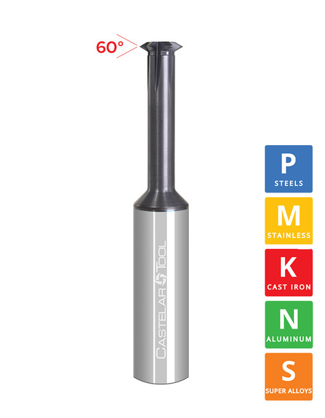 0.484"Ø x " LOC x 1.75"Reach x 4" OAL - ALROC-H Coated - TMSP 6F Carbide Single Point Thread Mill