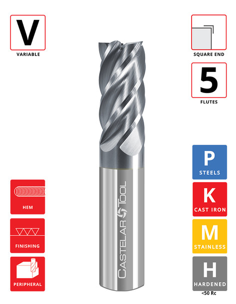 1"Ø x 3.5" LOC x 7" OAL- Square End - ALROC-H Coated - V540 5F Carbide Variable End Mill