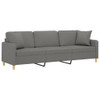 vidaXL 3-Seater Sofa with Pillows&Cushions Dark Gray 82.7" Fabric