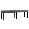 vidaXL Bench 63" Black Natural Kubu Rattan and Solid Mango Wood