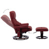 vidaXL Massage Recliner with Ottoman Wine Red Faux Leather and Bentwood