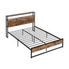 Full/Queen Bed Frame with 2-Tier Storage Headboard and Charging Station-Queen Size
