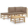 vidaXL 4 Piece Patio Lounge Set with Taupe Cushions Bamboo