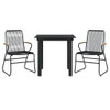 vidaXL 3 Piece Patio Dining Set Black PVC Rattan