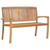 vidaXL Stacking Patio Bench with Cushion 50.6" Solid Teak Wood