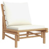 vidaXL 5 Piece Patio Lounge Set with Cream White Cushions Bamboo