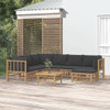 vidaXL 8 Piece Patio Lounge Set with Dark Gray Cushions Bamboo