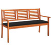 vidaXL 3-Seater Patio Bench with Cushion 23.3" Solid Eucalyptus Wood