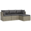 vidaXL 4 Piece Patio Lounge Set with Cushions Gray Poly Rattan