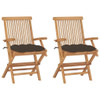 vidaXL Patio Chairs with Taupe Cushions 2 pcs Solid Teak Wood