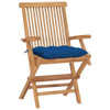 vidaXL Patio Chairs with Blue Cushions 4 pcs Solid Teak Wood