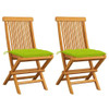 vidaXL Patio Chairs with Bright Green Cushions 2 pcs Solid Teak Wood