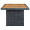 vidaXL Patio Table Dark Gray Poly Rattan and Solid Acacia Wood