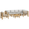 vidaXL 7 Piece Patio Lounge Set with Light Gray Cushions Bamboo