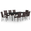 vidaXL 9 Piece Patio Dining Set Brown and Black