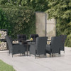 vidaXL 7 Piece Patio Dining Set Dark Gray Poly Rattan