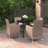 vidaXL Garden Dining Set Table: Black, Chairs: Beige, Cushions: Cream White
