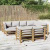 vidaXL 10 Piece Patio Lounge Set with Light Gray Cushions Bamboo