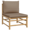 vidaXL 11 Piece Patio Lounge Set with Taupe Cushions Bamboo